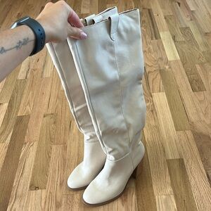 Over the knee cream boots!